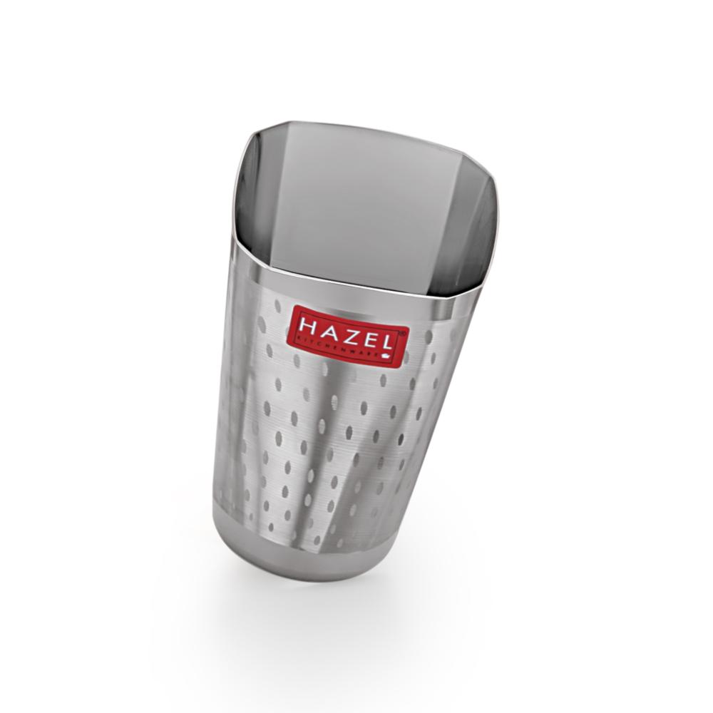 HAZEL Stainless Steel Glass Set of 2 - 350ml | Unbreakable Glasses for Water, Juice & Milkshake Cups