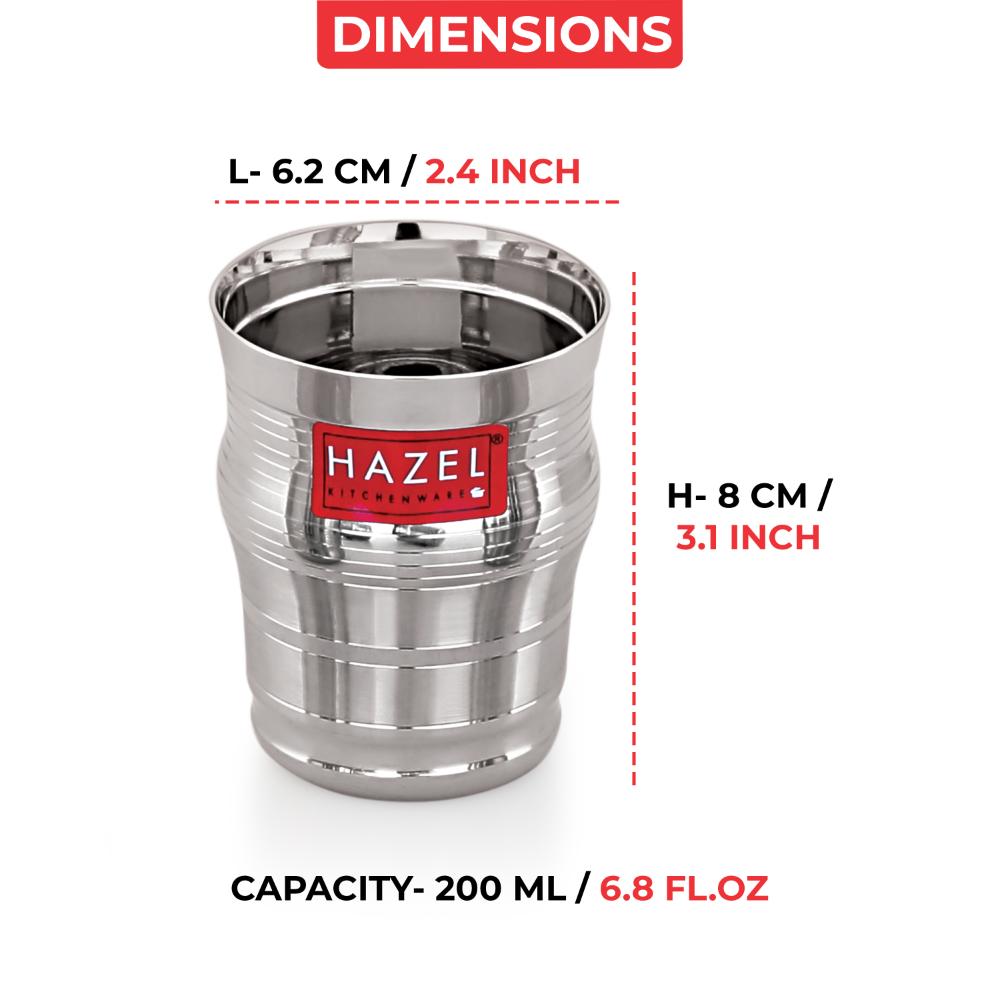 HAZEL Stainless Steel Kids Glass Set of 2 - 200ml | Lightweight Water, Juice Cups for Toddlers