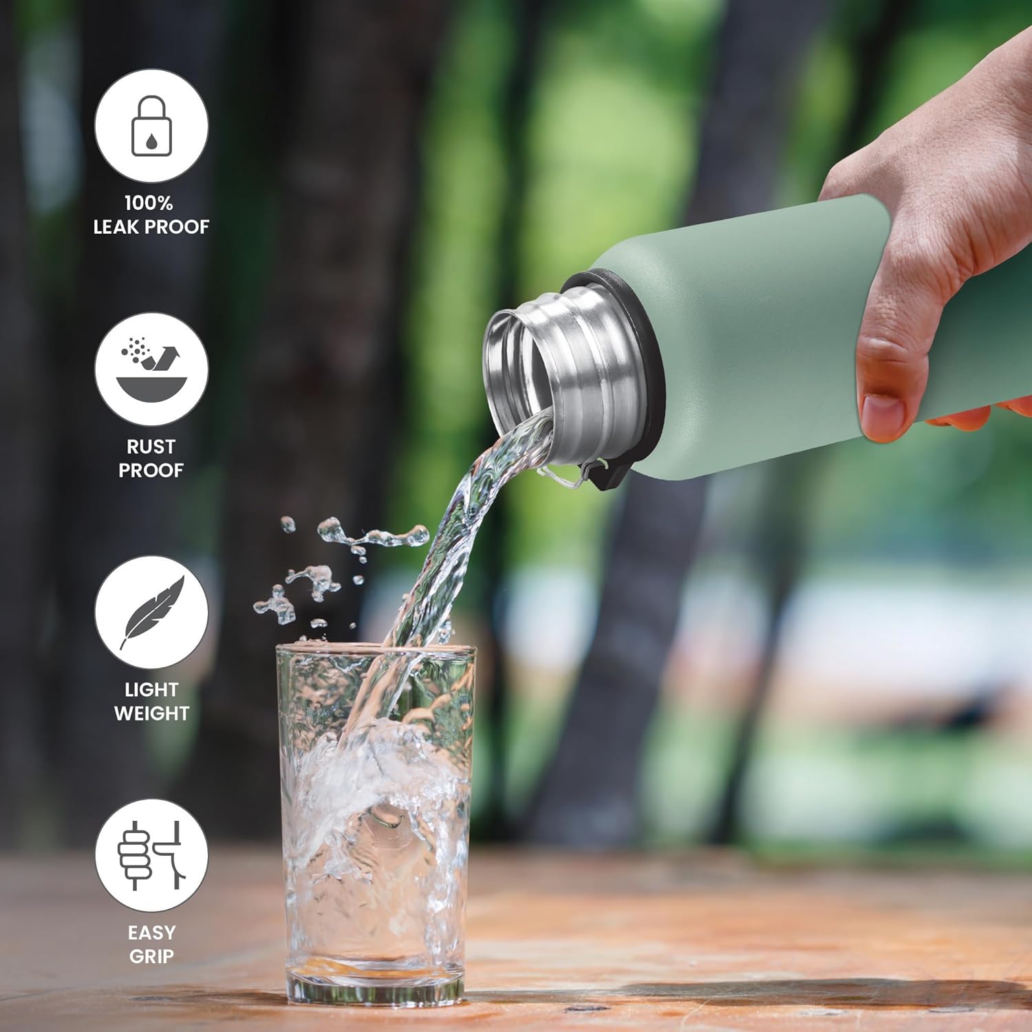 MILTON Brim 750 Stainless Steel Single Walled Leak Proof Easy Grip Water Bottle, 690 ML, Light Green