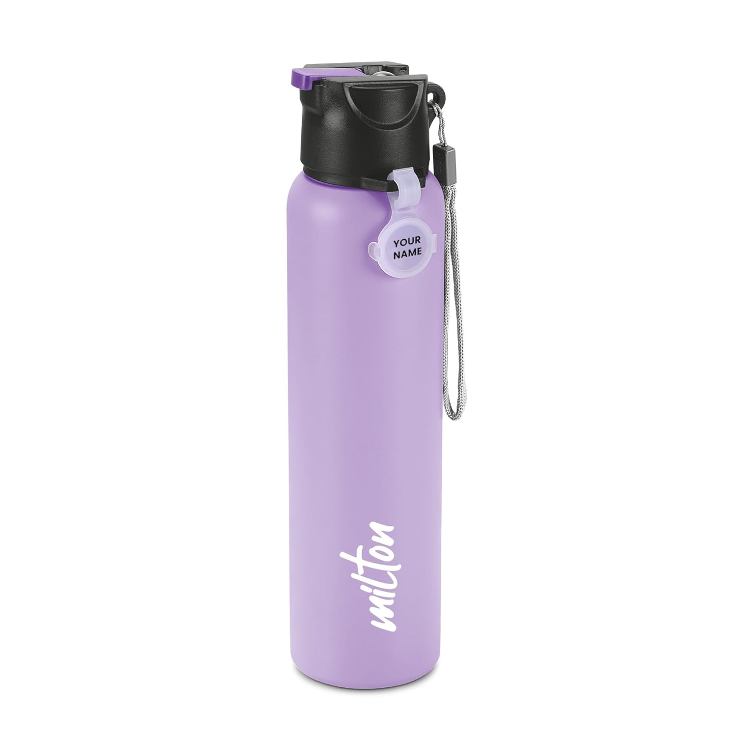 MILTON Sipstar 1000 Stainless Steel Sipper Water Bottle Single Walled Leak Proof Lid, 875 ML, Purple