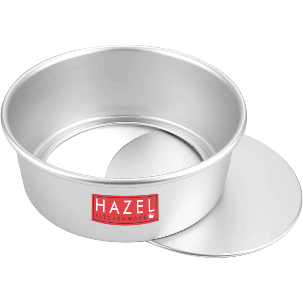 HAZEL Aluminium Detachable Cake Moulds | Removable Bottom Cake Tin | Round Cake Mould Removable Base | Baking Essentials Tools For OTG Microwave, Large