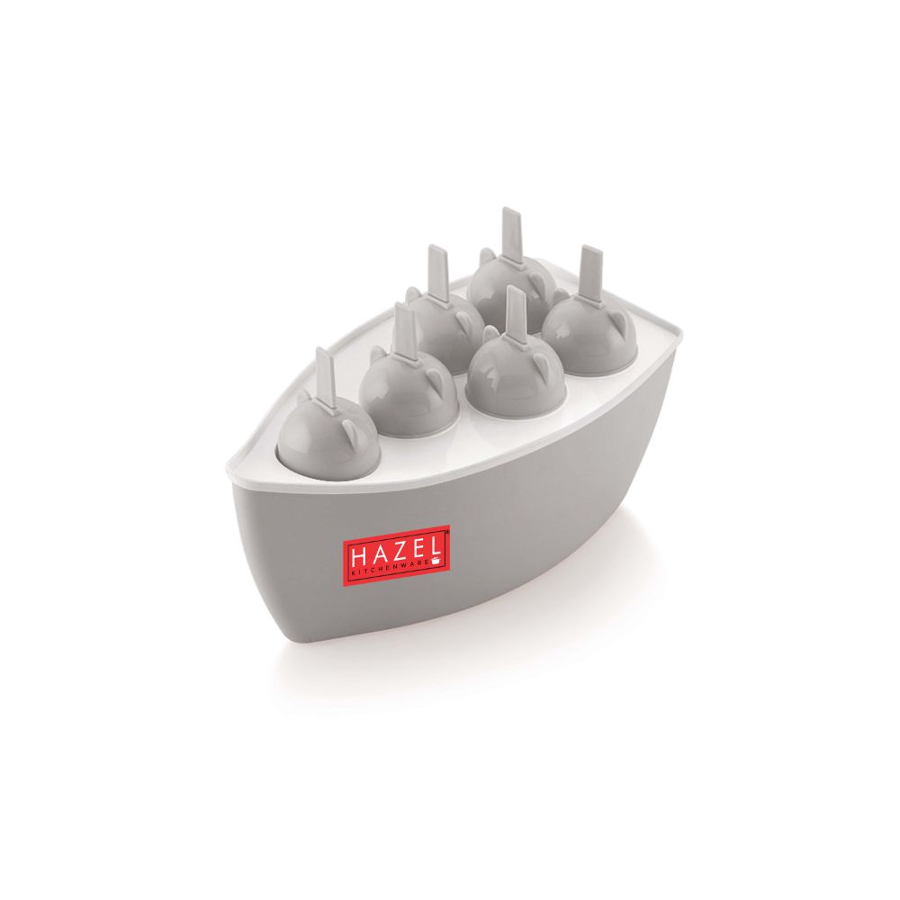 HAZEL Reusable Plastic Homemade Kulfi Molds | Stackable Kulfi Maker, Popsicle Maker and Ice Cream Maker | Freezer Molds for Kulfi Set of 6, Grey