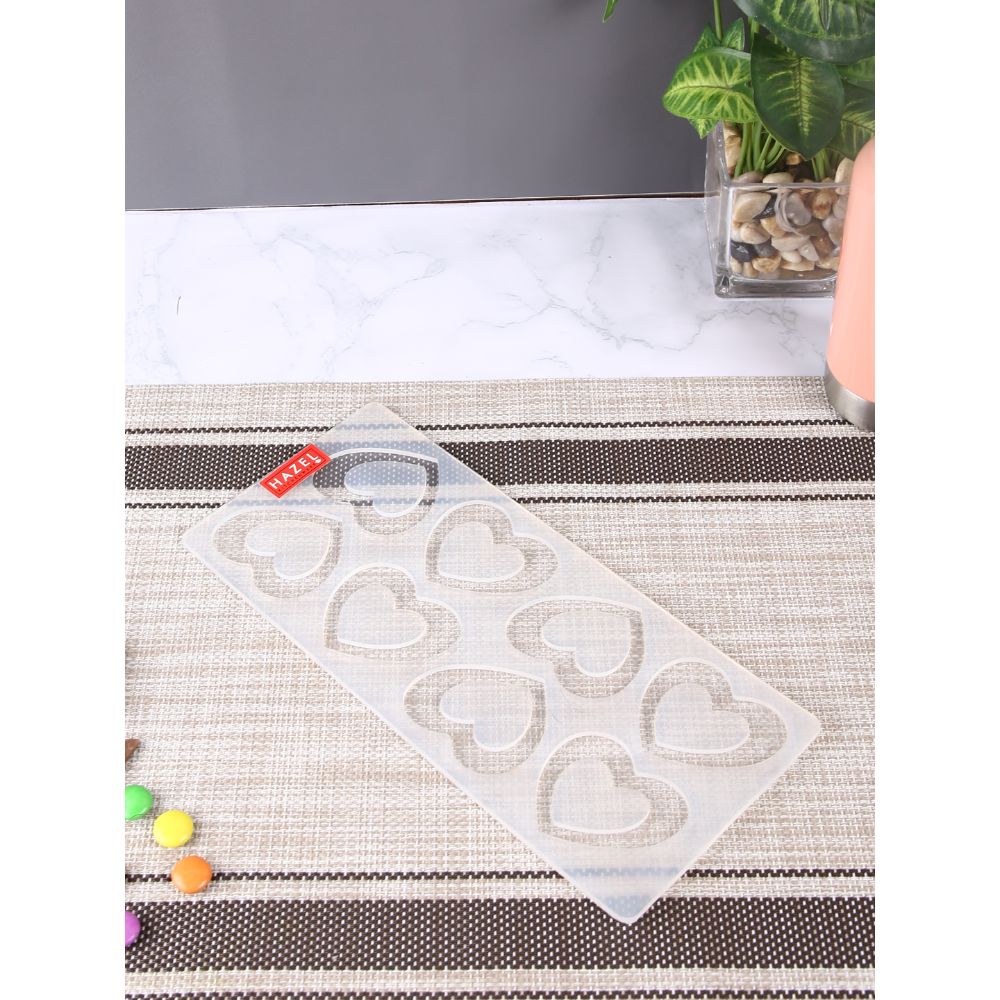 HAZEL Silicone Cake Garnishing Tool Mould Decorating Tools Mold Flower Floral Kitchen Baking Accessories for 8 Cavity Cake Decoration, Heart Shape, White
