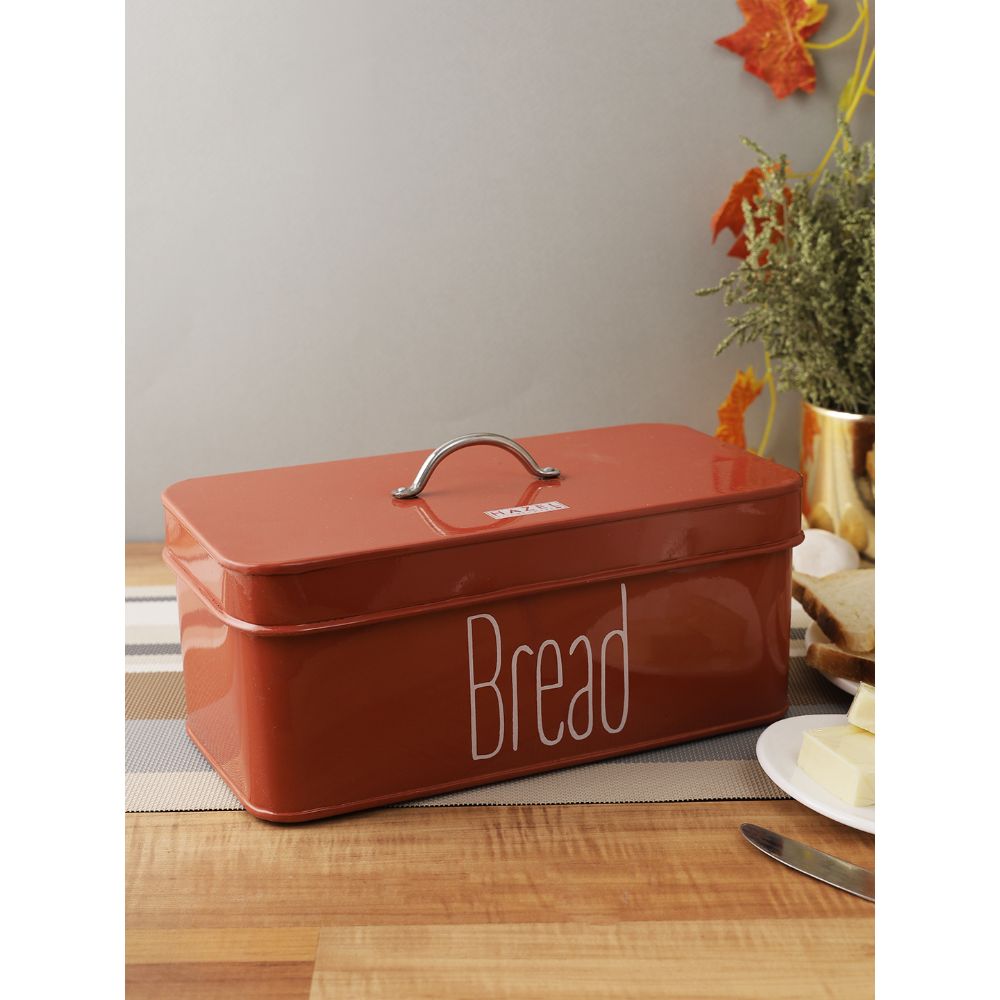 HAZEL Bread Box with Handle | Metal Box of Bread for Kitchen, 4100 ML, Red