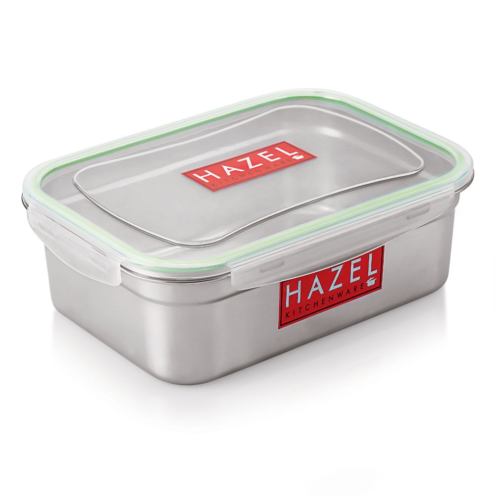 HAZEL Stainless Steel Containers for Storage with Transparent Lid | Microwave Safe Containers | Airtight Steel Containers for Kitchen | Leakproof Microwave Containers for Kitchen Storage, 5500 ML