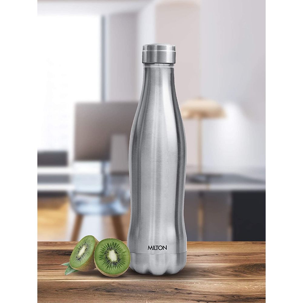 Milton Duke-500 Thermosteel Hot and Cold Vacuum Insulated Water Bottle, 420 ML, Silver