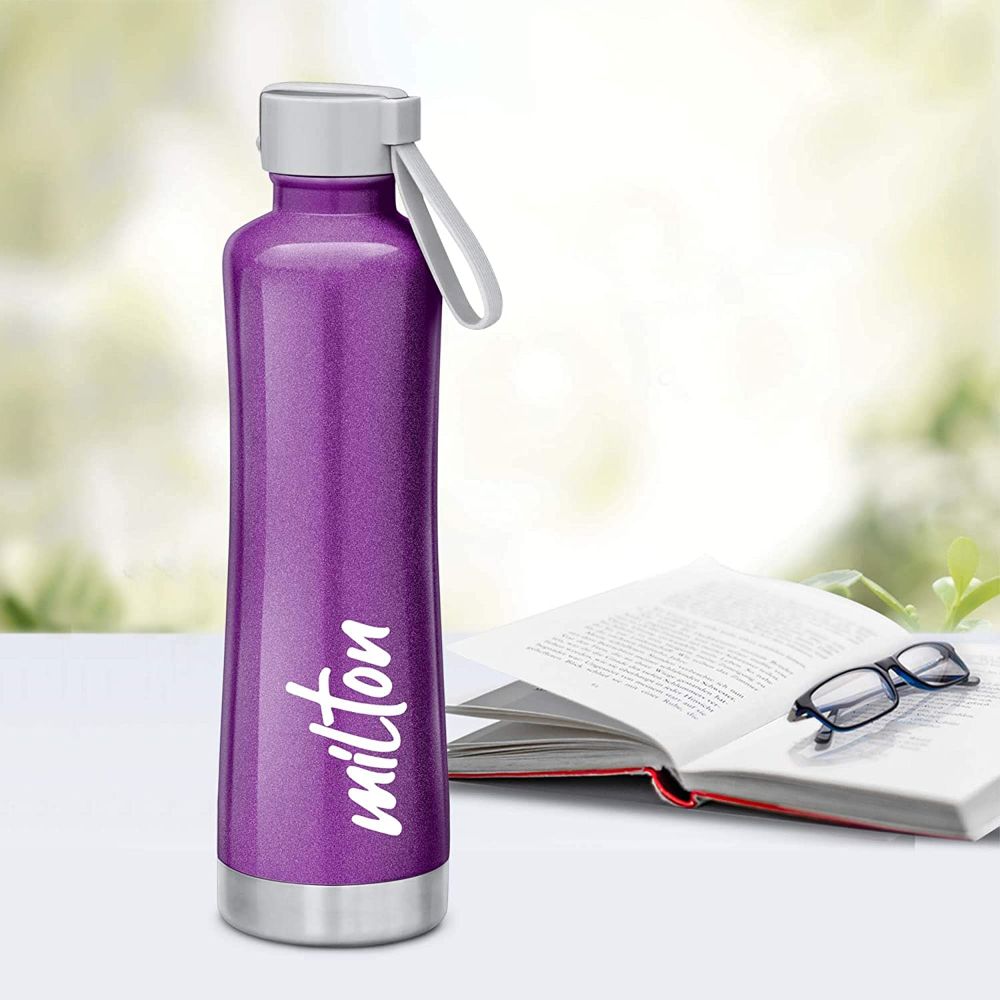 Milton Tiara-600 Thermosteel Water Bottle Hot & Cold Vacuum Insulated Flask, 490 ML, Purple
