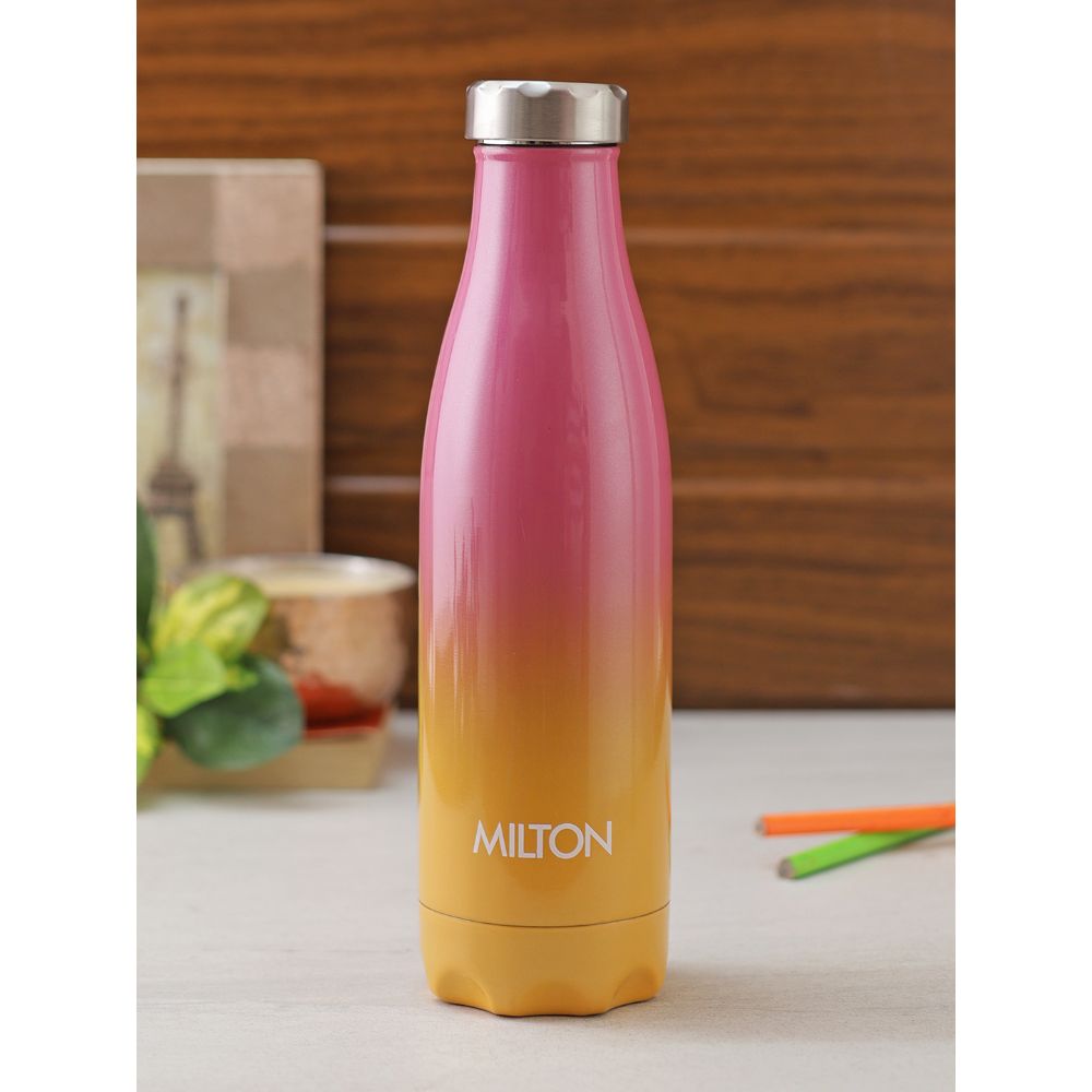 Milton PRUDENT 500 Thermosteel Hot & Cold Water Bottle 500 ml, Pink - Orange
