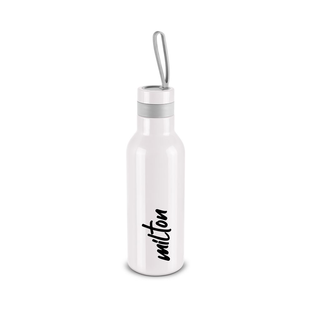 Milton Smarty-600 Thermosteel Water Bottle Hot & Cold Vacuum Insulated Flask, 490 ML, White