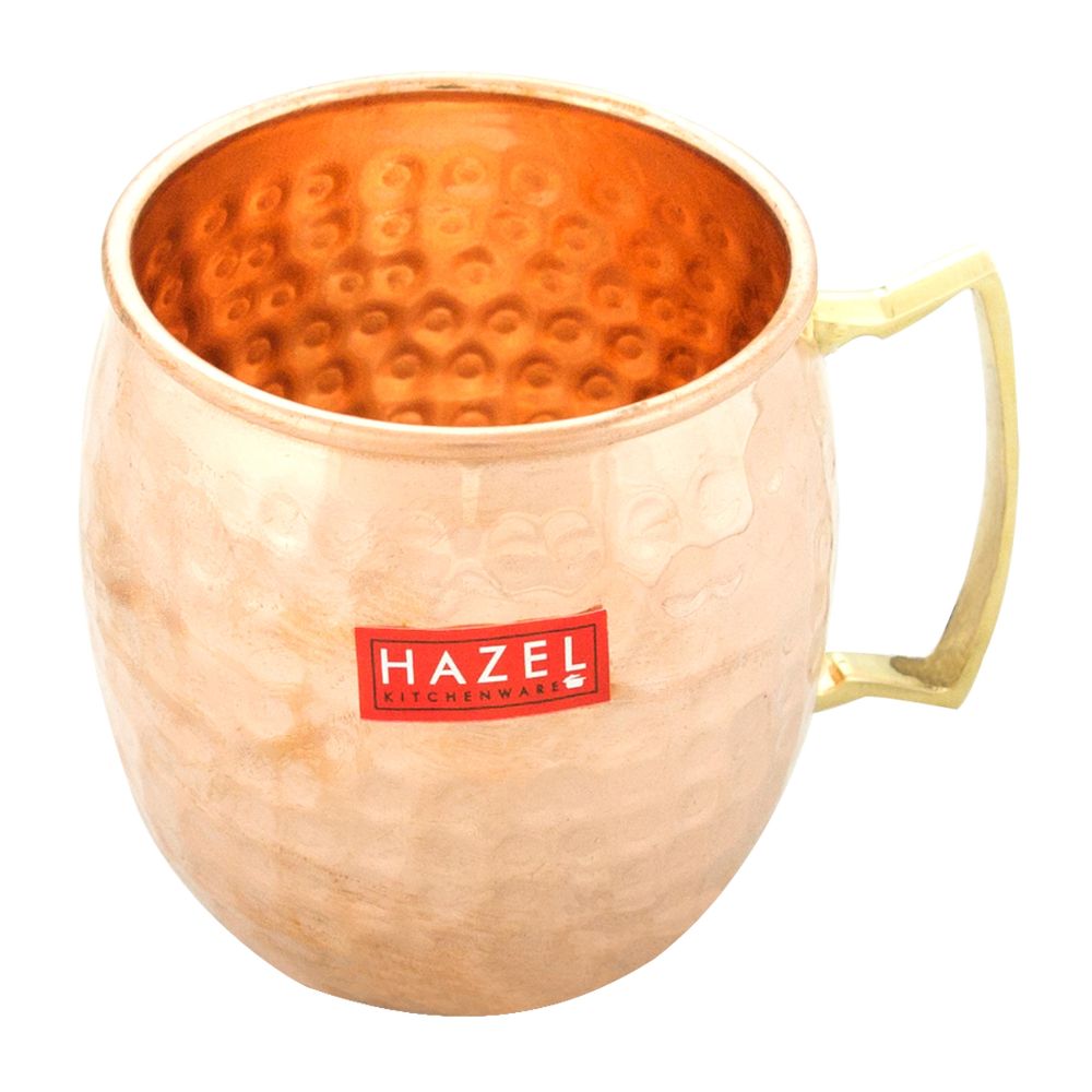 HAZEL Copper Hammered Finish Drinkware Mug, 550 ml
