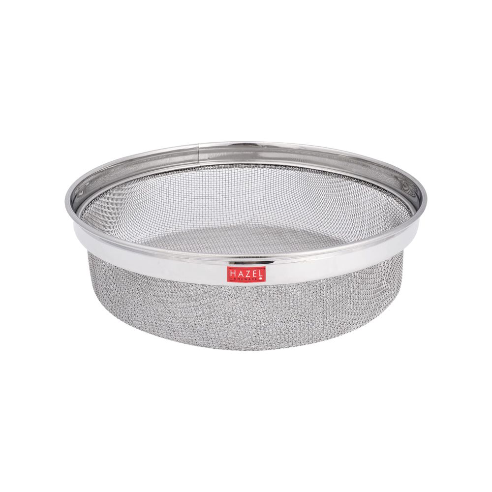 HAZEL Stainless Steel Strainer Basket Without Handle | Steel Fruits Basket | Vegetable Basket for Kitchen | Washer Colander Sieve For Kitchen | 16.5 cm