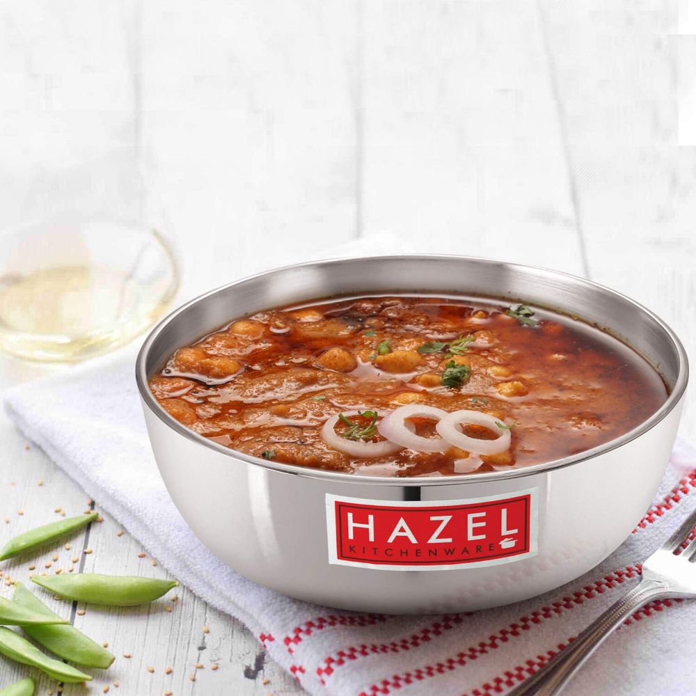 HAZEL Aluminium Kadai Without Handle | Tasla Kadhai, 3000 ml with 4 mm Thickness and Round Bottom | Multipurpose Food-Grade Aluminium Heavy Bottom Cookware
