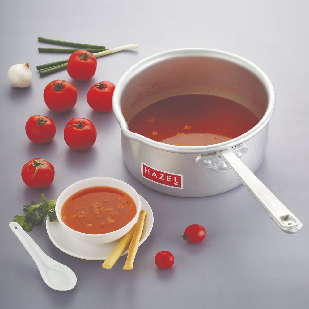HAZEL Aluminium Milk Tea Pan Pot Sauce Pan Premium 14 Gauge Hotelware Saucepan, 10.5 cm, 3200 ML