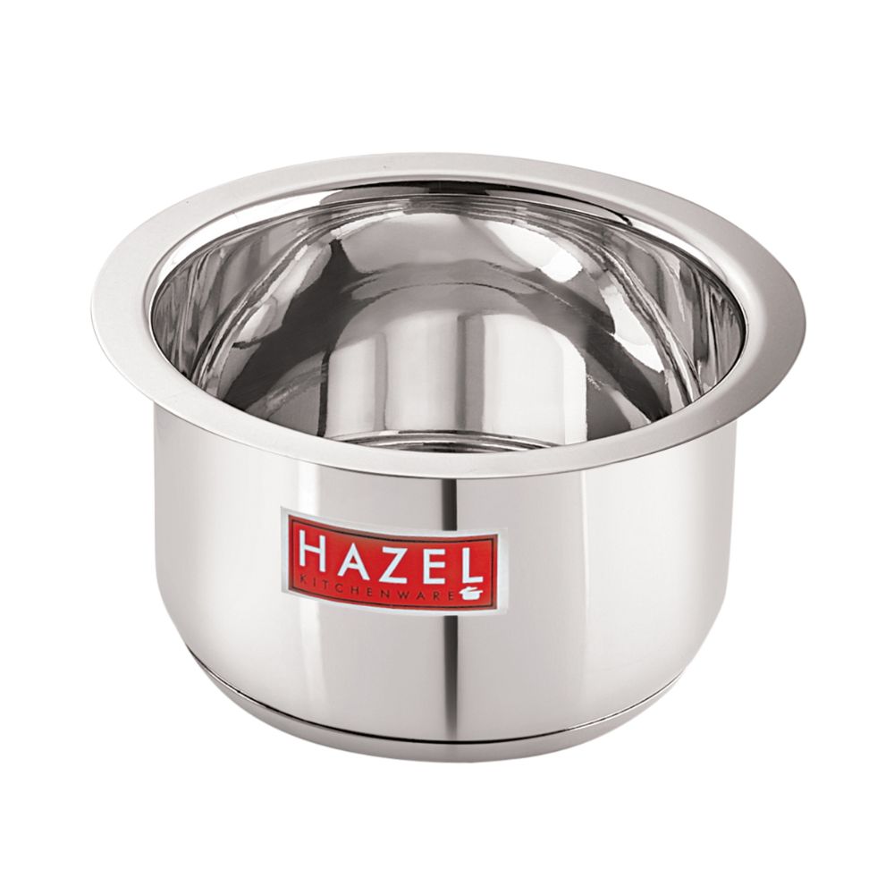 HAZEL Induction Bottom Tope Stainless Steel Heavy Base Thick Flat Bottom Patila Cookware Utensil for Kitchen, 17.7 cm, 2500 ML
