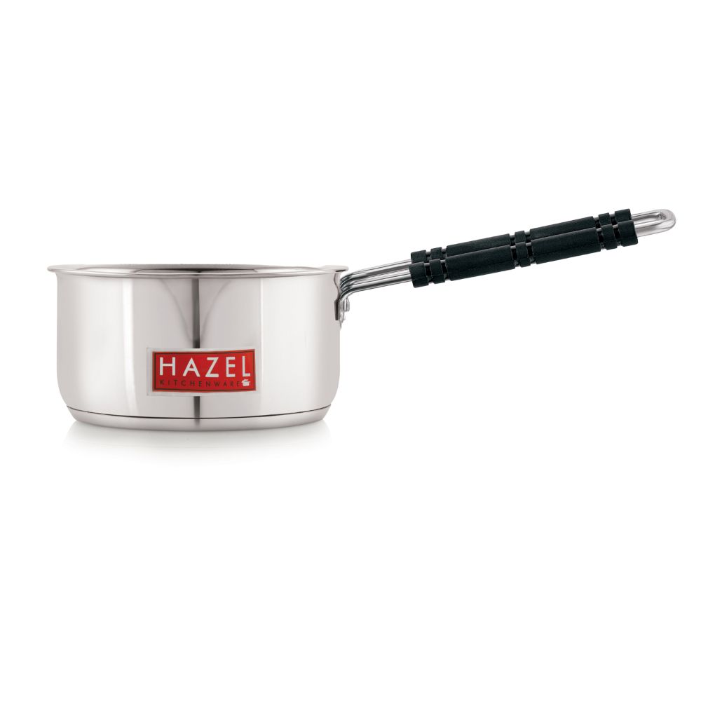 HAZEL Stainless Steel Induction Mini Saucepan | Induction Bottom Mini Saucepan Milkpan | Tea Making Vessel with Handle, Capacity 900 ml, Silver, Small Size