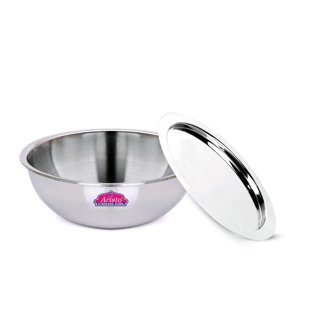 Aristo Triply Induction Friendly Tasra With Stainless Steel Lid, Silver, 18.5 cm, 1.2 Litre