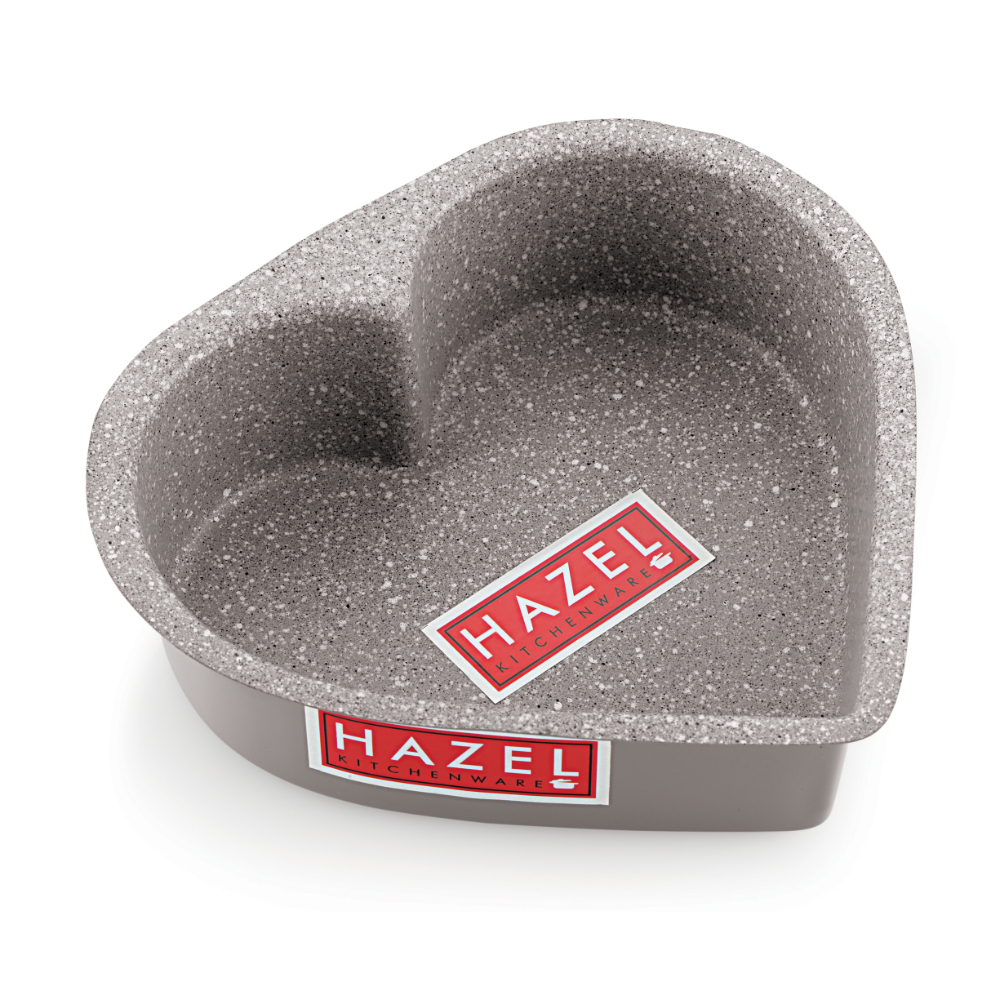 HAZEL Cake Mould Non Stick Mold Heavy Gauge Heart Baking Pans 1/2kg Aluminized Steel 500 gm For Microwave Oven OTG Baking Pan, Grey