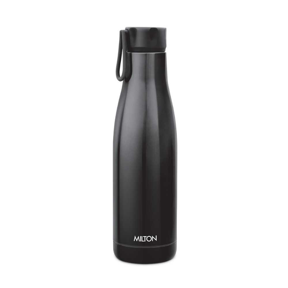 Milton FAME-1000 Thermosteel Vacuum Insulated Stainless Steel Hot & Cold Water Bottle, 891 ML, Black