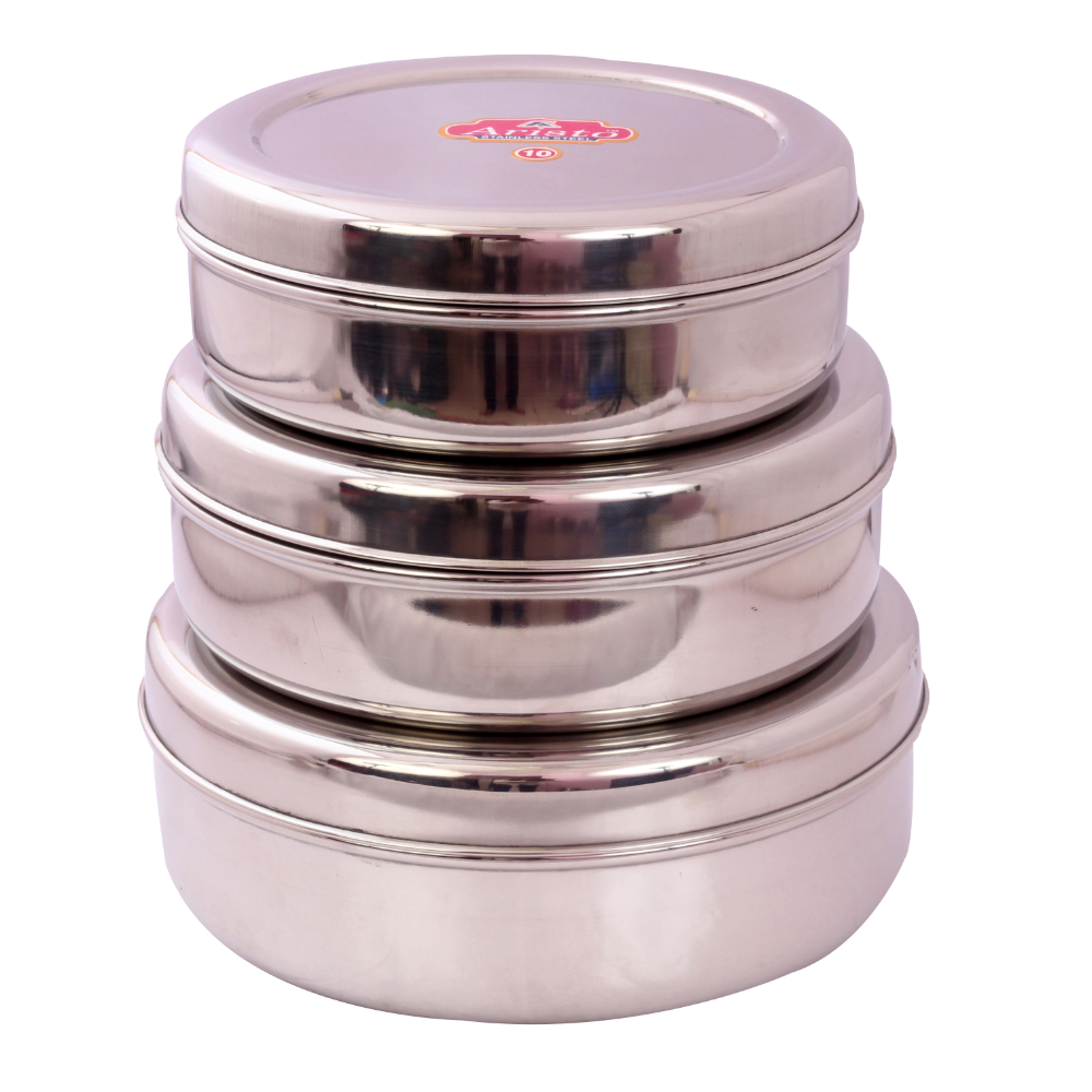 Aristo Steel Container 3 Pcs Canister Set With design 500ml-1100ml