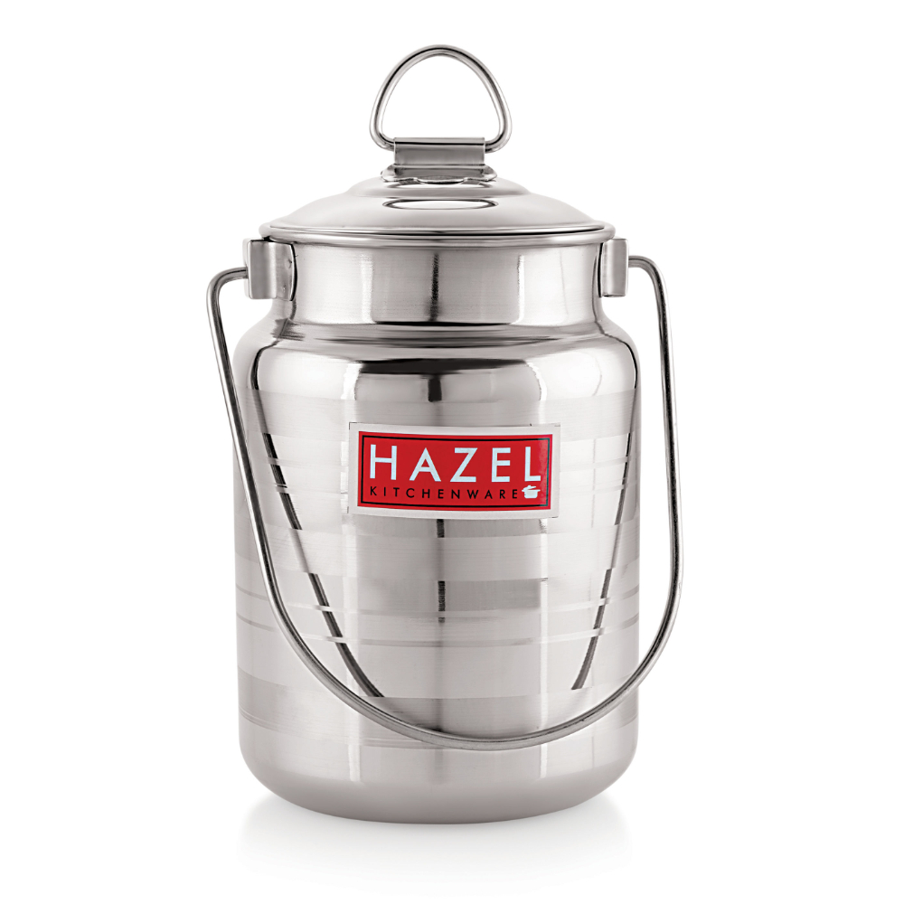 HAZEL Stainless Steel Ghee Oil Milk Designer Container for Kitchen | Multipurpose Oil Container | Capacity of 5000 ml, Silver