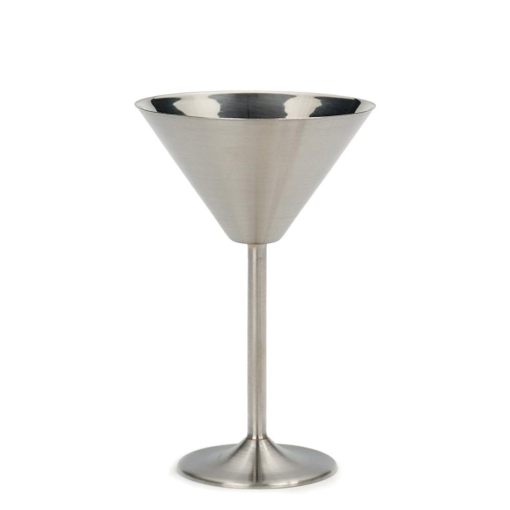 HAZEL Stainless Steel Martini Drinking Glass | Martini Glass for Serving, 200 ML, Silver