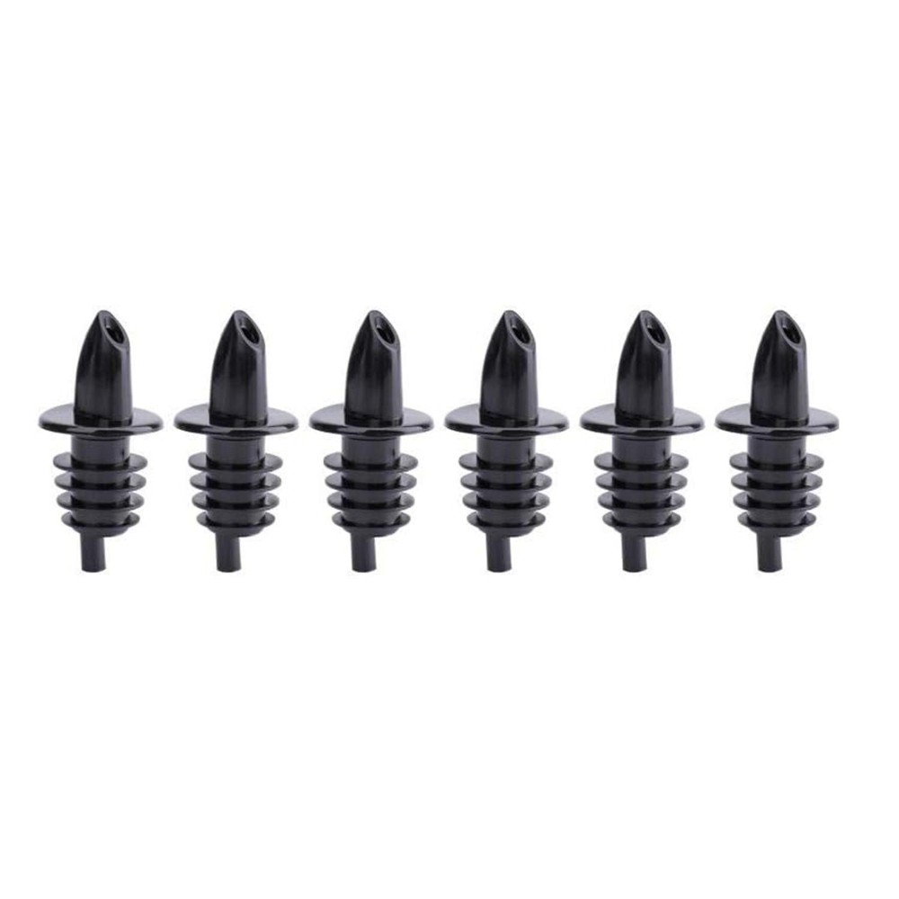 HAZEL Plastic Bottle Pourer | Plastic Pourer for all bottles, Set of 6, Black