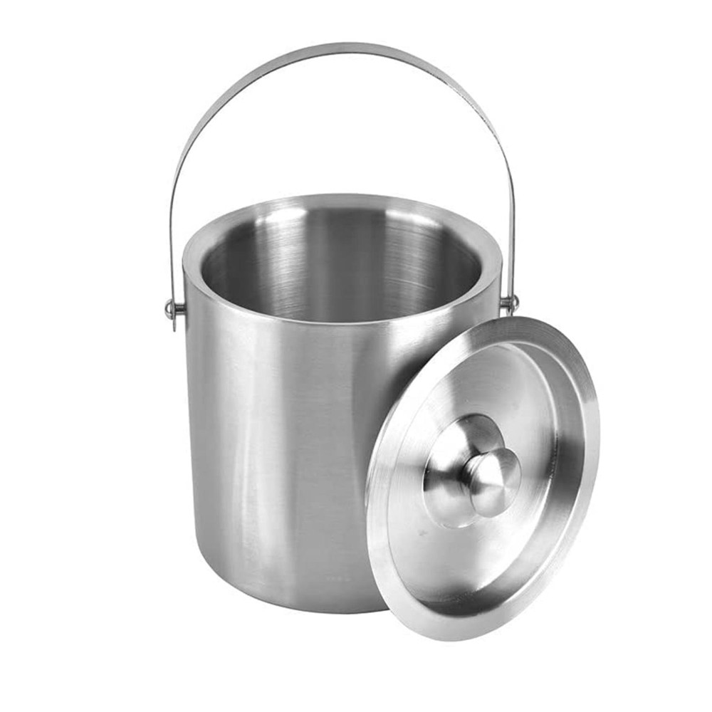 HAZEL Stainless Steel Ice Bucket for Party | Beer Buckets for Bar with Handle, 1700 ML