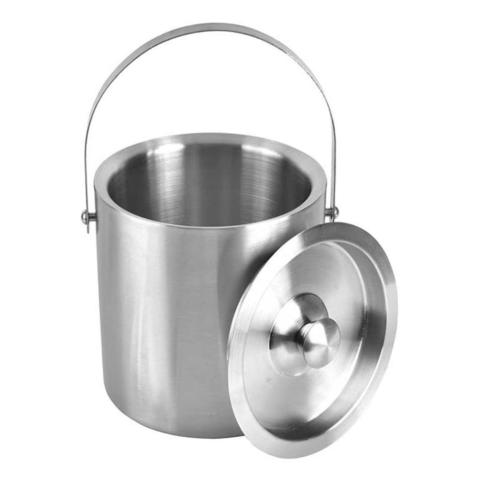 HAZEL Stainless Steel Ice Bucket for Party | Beer Buckets for Bar with Handle, 1100 ML