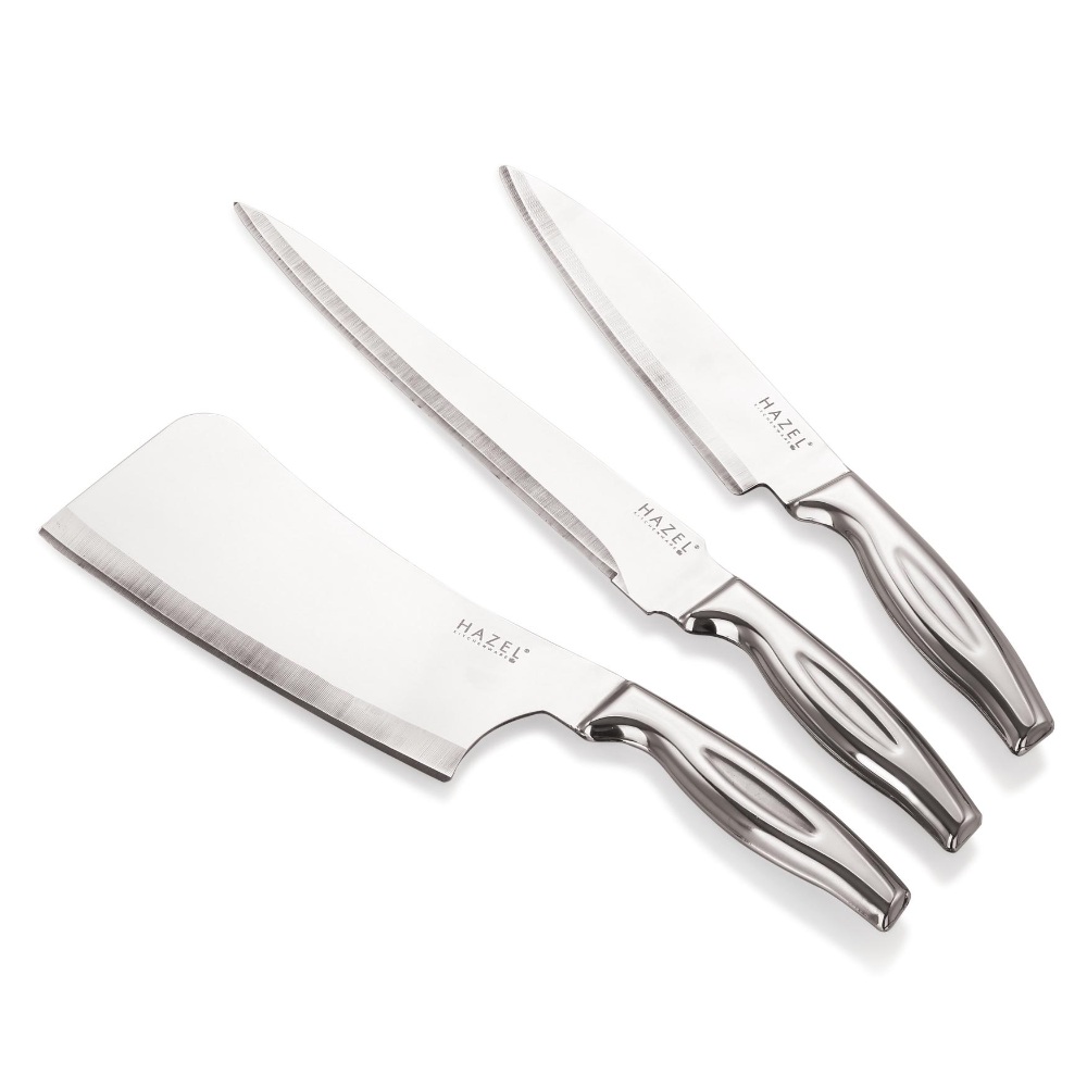 HAZEL Stainless Steel Sharp Kitchen knife Set of 3|Chef Knife Big, Carving Knife & Chopper Knife