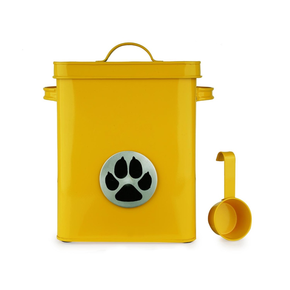HAZEL Pet Food Container with Lid | Metal Multipurpose Containers for Dog food, Yellow, 6600 ML