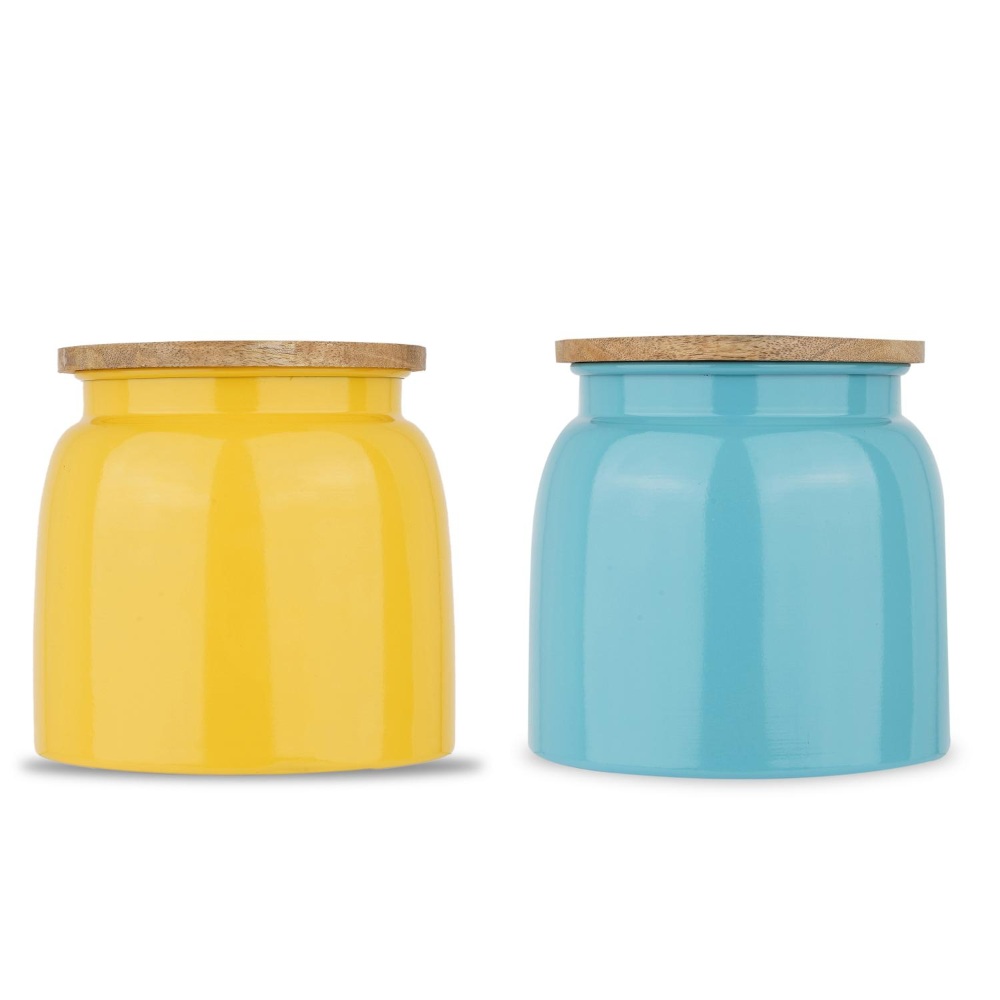 HAZEL Storage Container for Kitchen | Air Tight Container for Storage with Lid, Set of 2, Yellow and Blue, 2450 ML