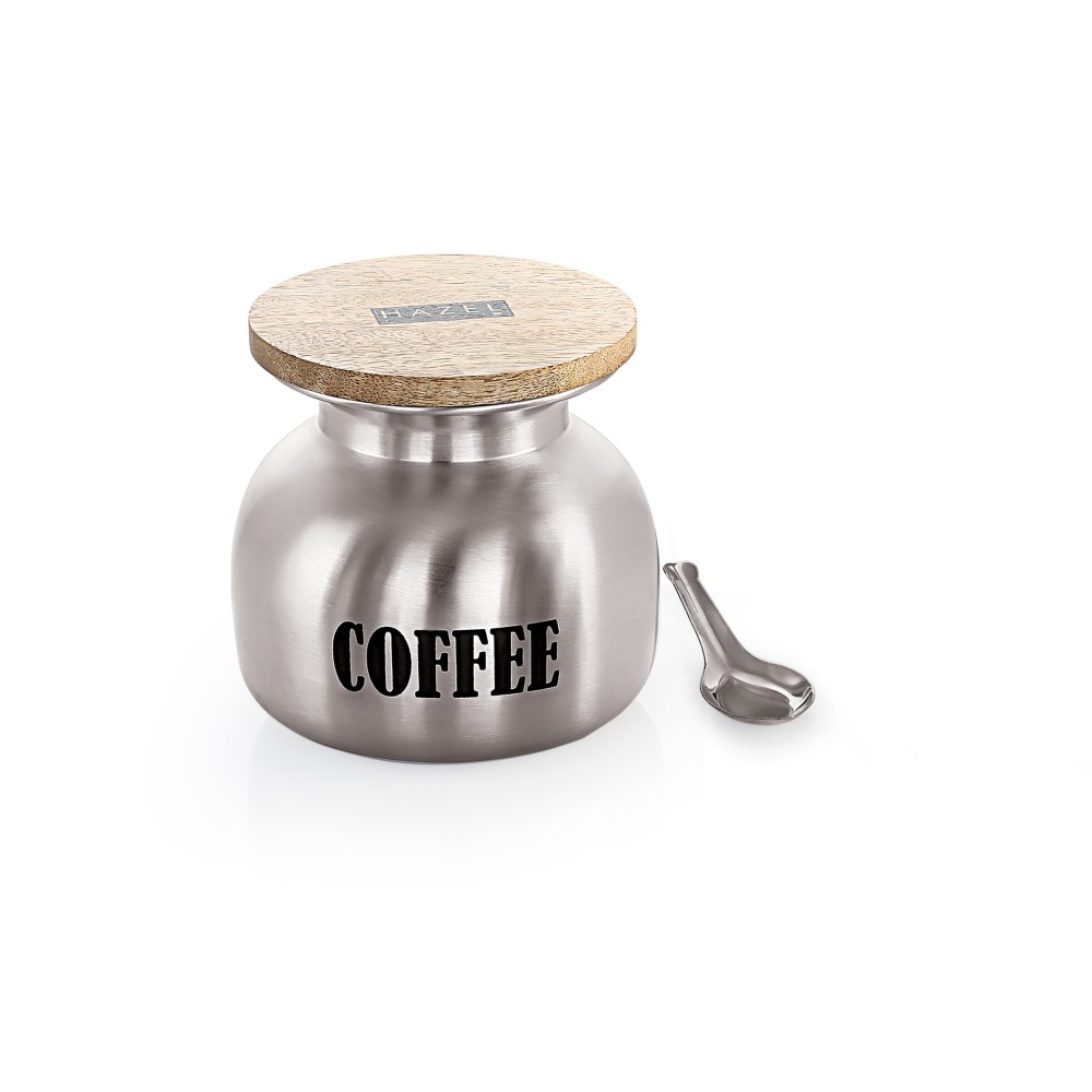 HAZEL Stainless Steel Coffee Container with Lid | Air Tight Containers for Kitchen Storage, 550 ML