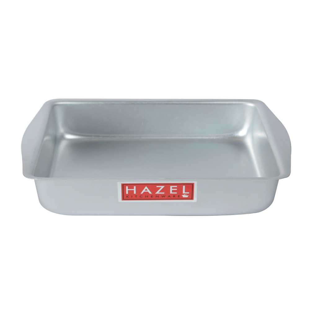 HAZEL Aluminium Square Shape Cake Mould, Silver, Medium