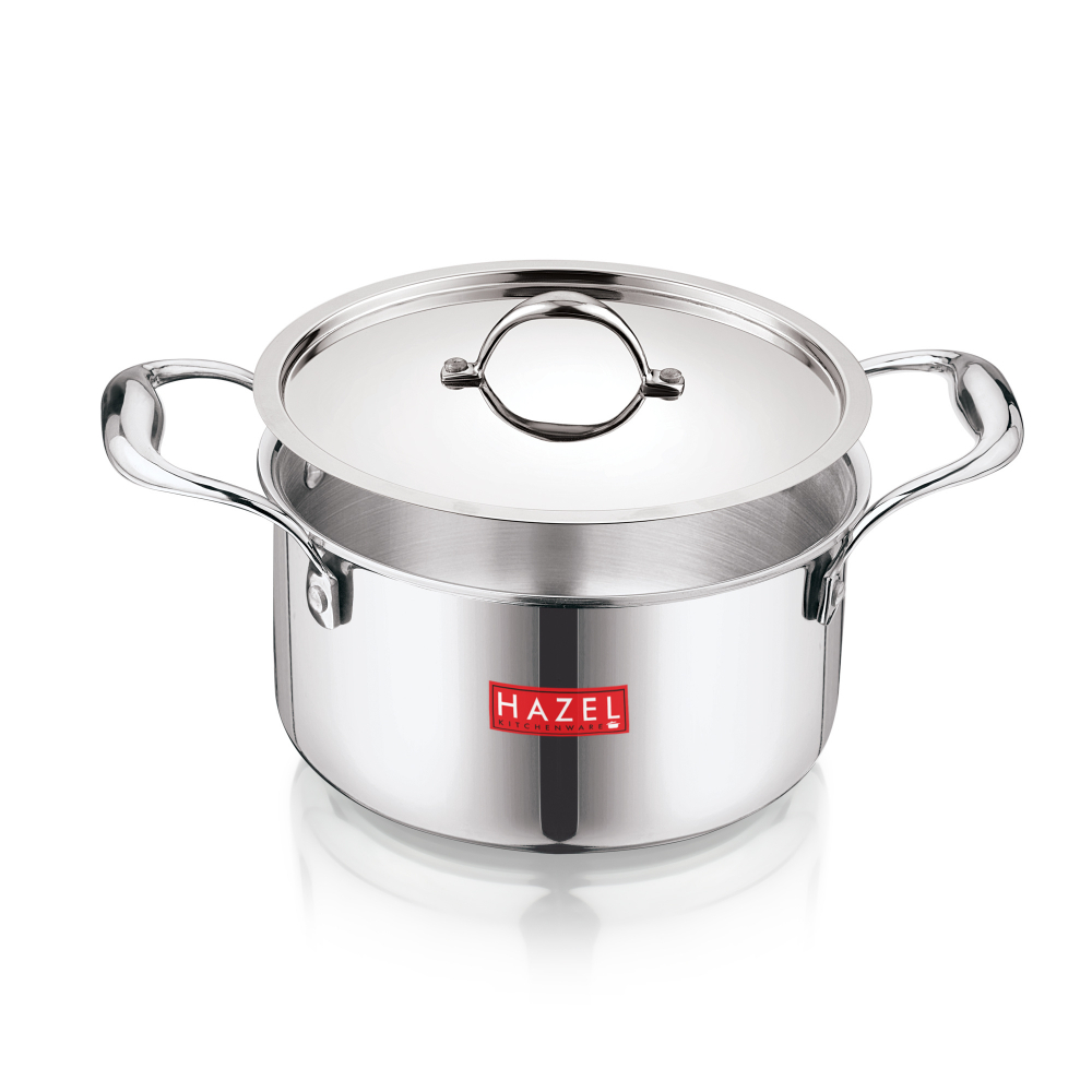 HAZEL Triply Stainless Steel Induction Bottom Cook and Serve Casserole With Stainless Steel Lid, 4.6 Litre, 22.5 cm