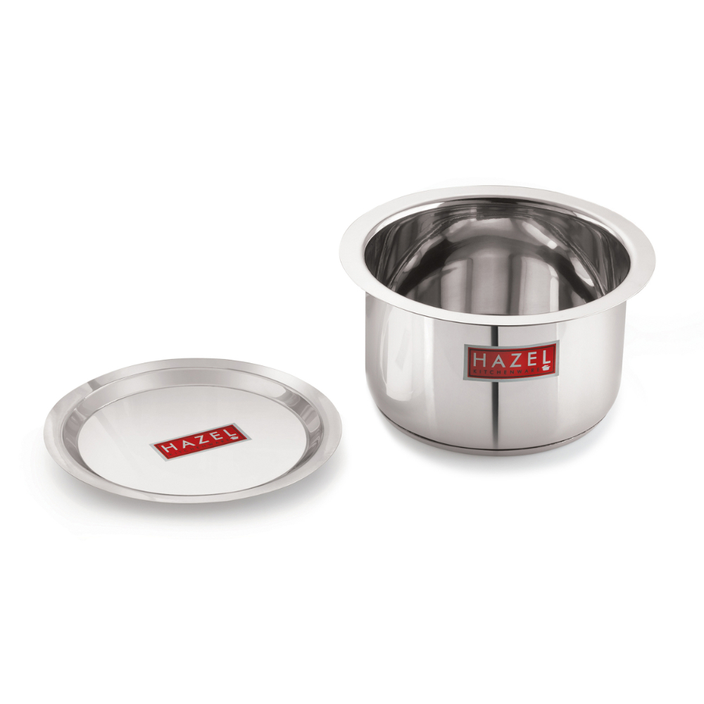 HAZEL Induction Base Tope Stainless Steel Induction Bottom Tope Thick Heavy Flat Base Patila Cookware With Steel Lid Cover 18.8 cm For Cooking (Tope Capacity 1500 ml), Silver