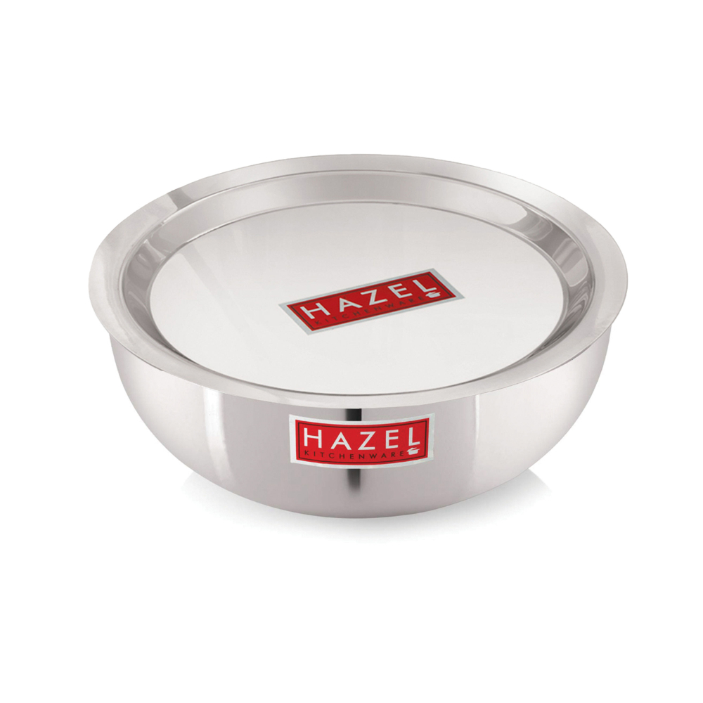 HAZEL Aluminium Kadai Without Handle | Kadhai Aluminium with Cover | Aluminium Tasra with Lid  | Aluminium Cookware with Lid Combo, 4700 ml