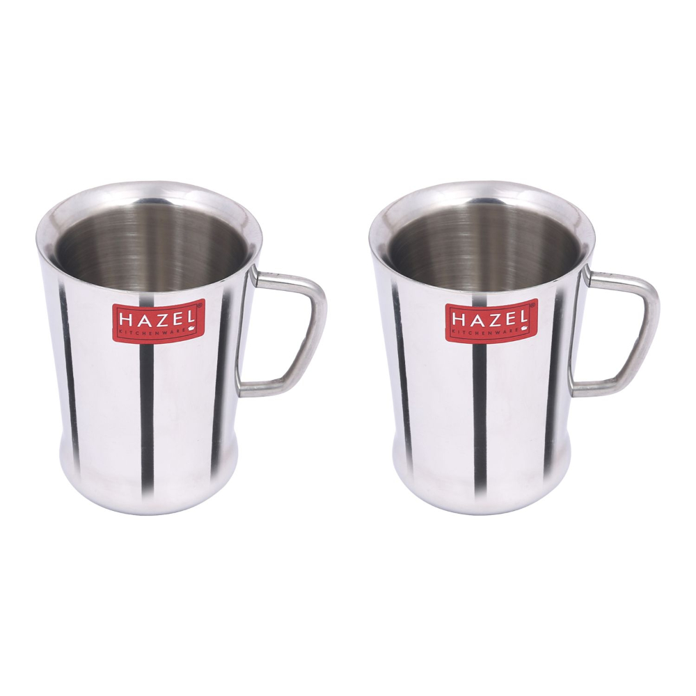 HAZEL Stainless Steel Green Tea Coffee Big Spice Cup Set of 2 Pc, 200 ml