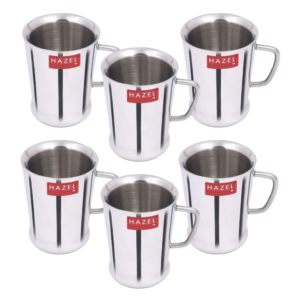 HAZEL Stainless Steel Green Tea Coffee Big Spice Cup Set of 6 Pc, 200 ml