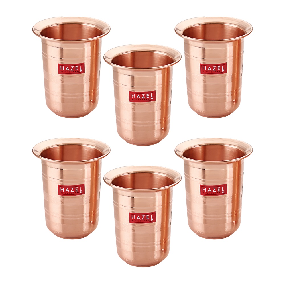 HAZEL Milky Copper Glasses Tumbler Cup Set of 6, 300 ML