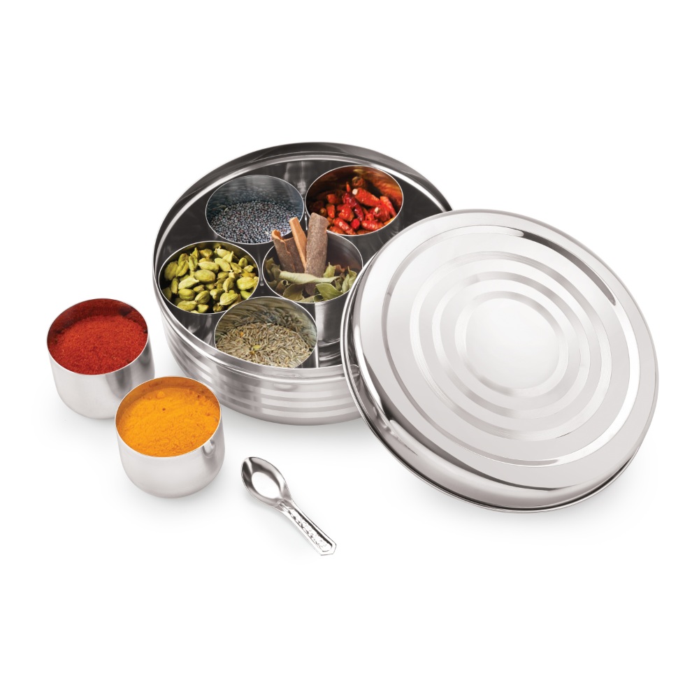 HAZEL Kitchen Storage Steel Container Masala Dabba - Large (SR Puri RBW)