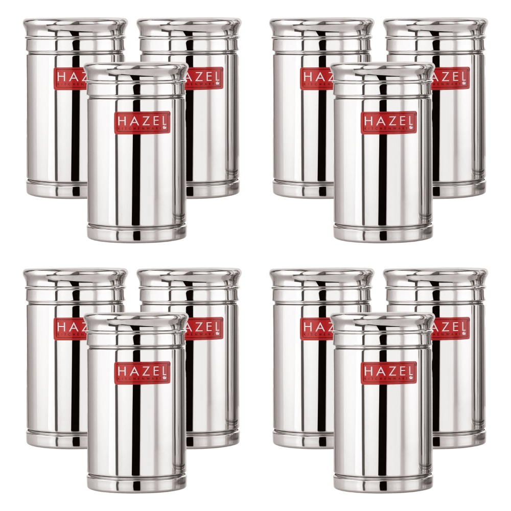 HAZEL Stainless Steel Container Set | 800 ml Set of 12 Steel Container For Kitchen Storage Set | Air Tight Containers For Kitchen Storage | Ideal For Storing Rice, Cereal, Pulse, Snacks.