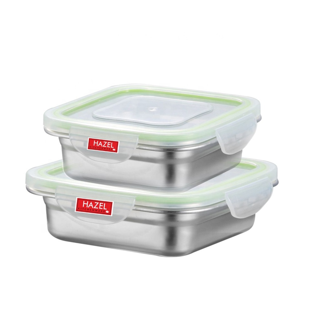 HAZEL Stainless Steel Tiffin Container With Leakproof Lid | Airtight Steel Lunch Container for Office Men Women College School Kids | Leakproof Steel Microwave Tiffin Box, 750 ML and 1200 ML 