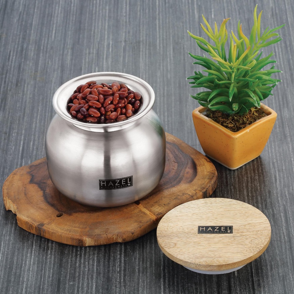 HAZEL Steel Containers for Kitchen with Lid | Air Tight Containers for Storage, 550 ML, Silver