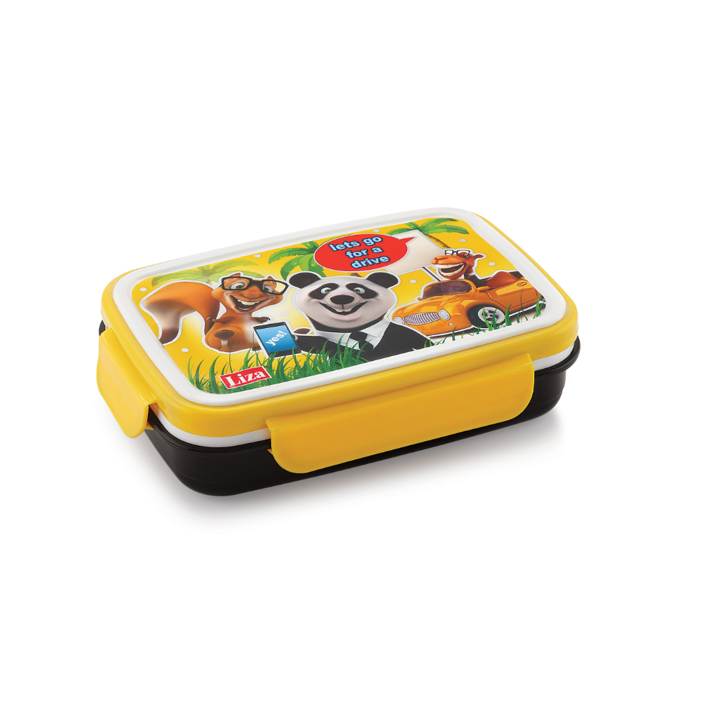 Liza Stainless Steel Lunch Box | Air Tight Insulated Bento Box with Leak Proof Lid | Lunch Box for Kids | Tiffin Box For School for Boys & Girls With Small Container, Yellow