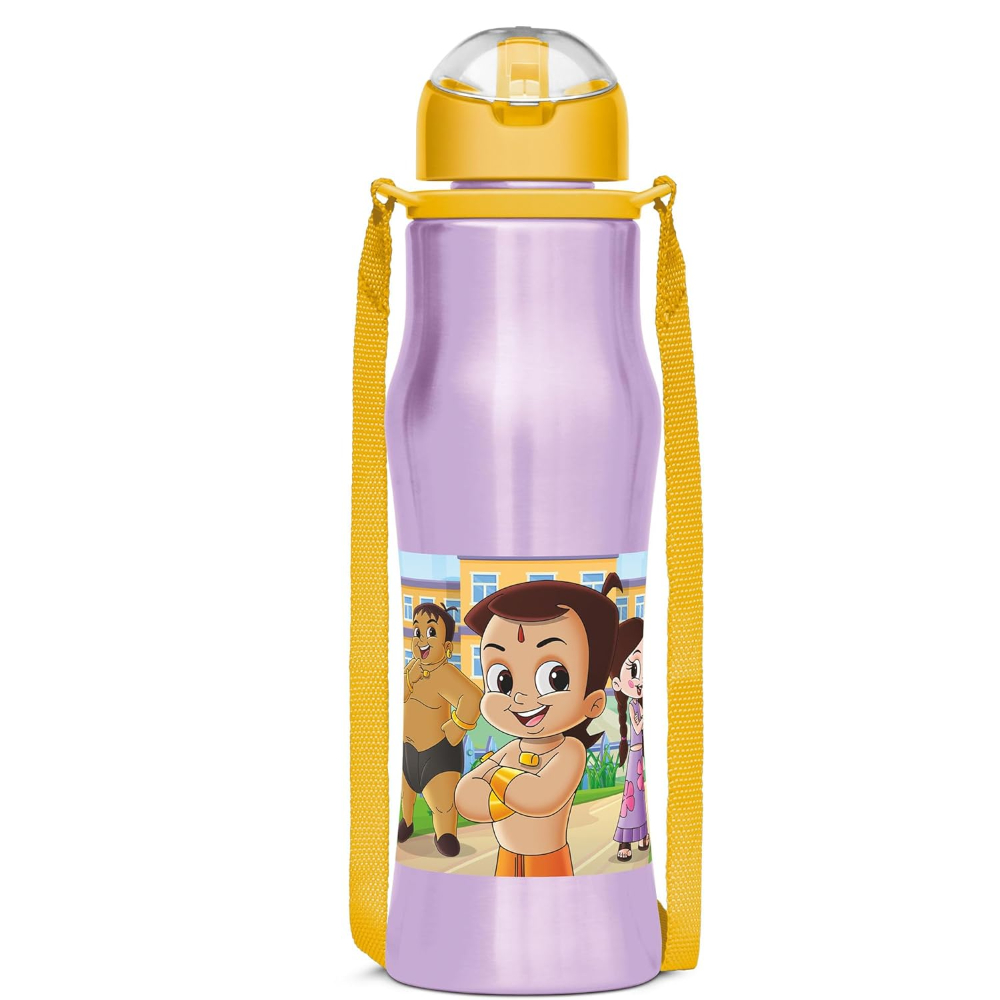 MILTON Sipmate 650 Chhota Bheem Stainless Steel Leak Proof Kids Sipper Water Bottle, 600 ml, Purple