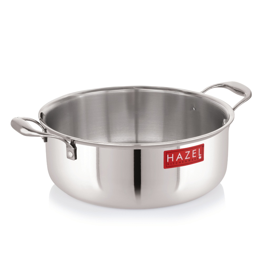 HAZEL Triply Stainless Steel Induction Bottom Stok pot Cookpot Tope with Handle, 6 Litre, 30.1 cm