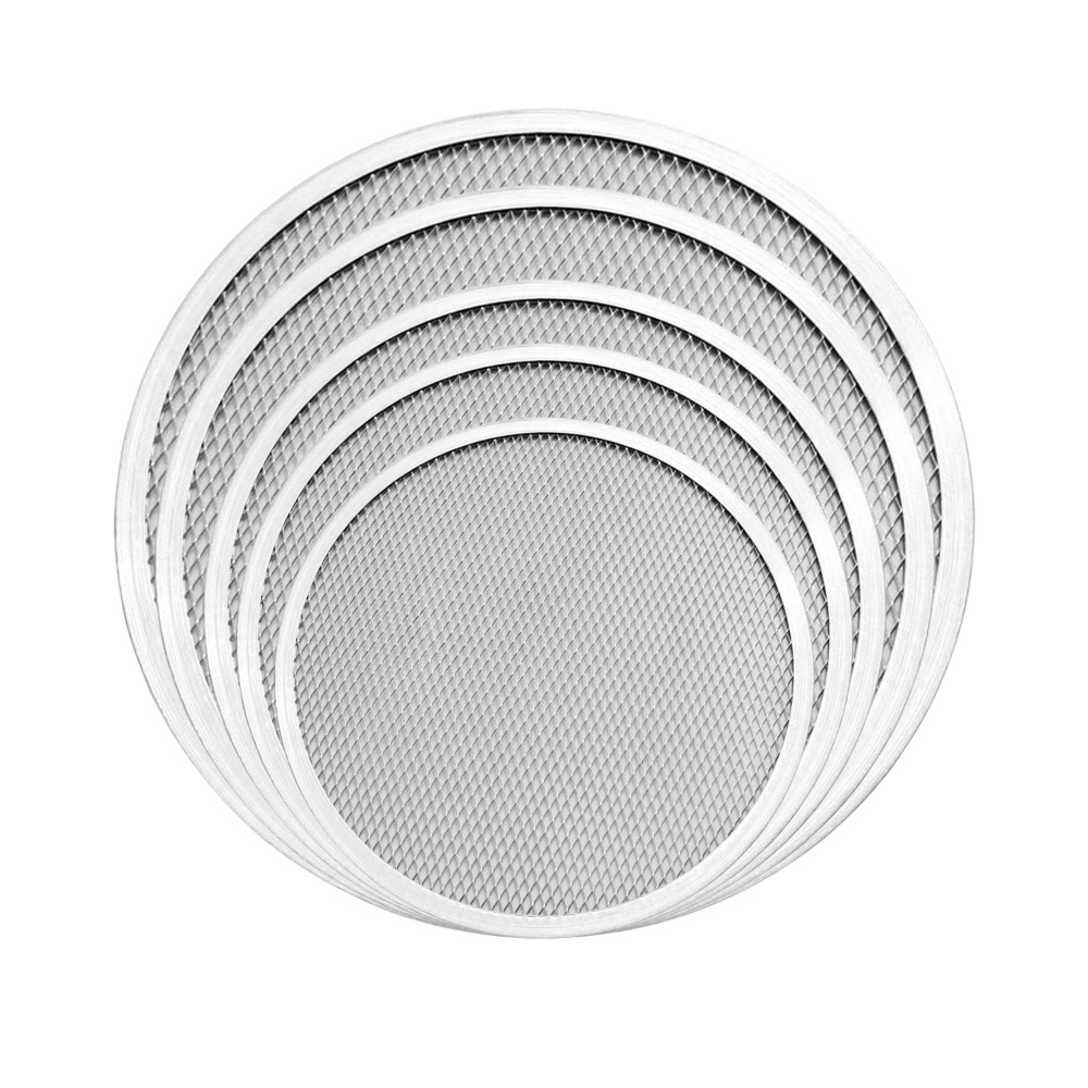 HAZEL Pizza Crust Screen Aluminum Tray | Set of 5 Round Mesh Pizza Pan for Crispy Crust (7 inch, 8 inch, 9 inch, 10 inch & 12 inch)