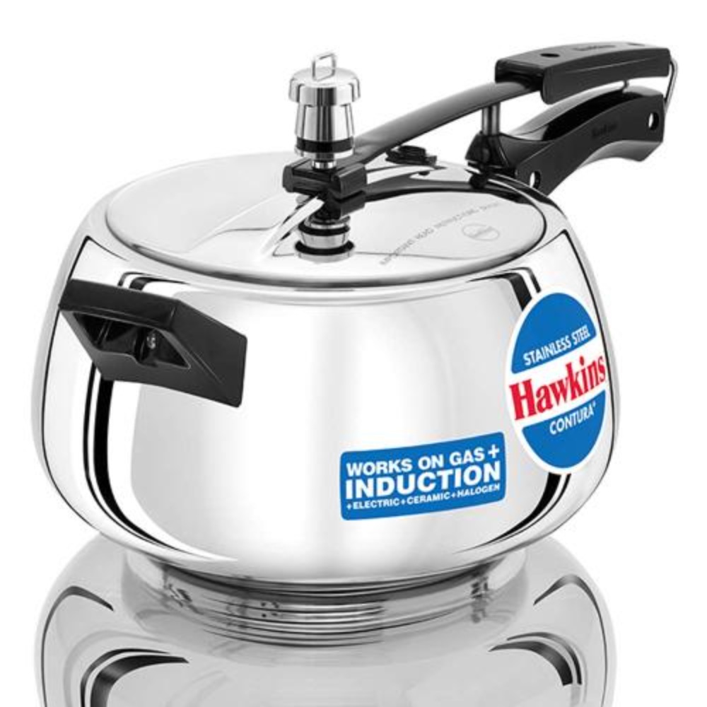 Hawkins Stainless Steel Contura Induction Compatible Inner Lid Pressure Cooker, 5 Litre, Silver (SSC50)