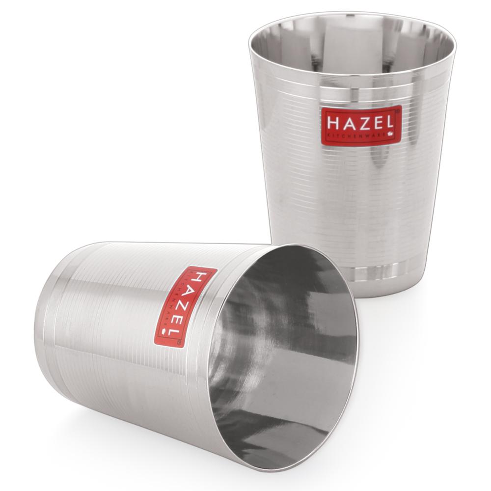 HAZEL Stainless Steel Glass Set of 2 - 350ml | Water, Juice & Cold Drink Cups Unbreakable Glasses