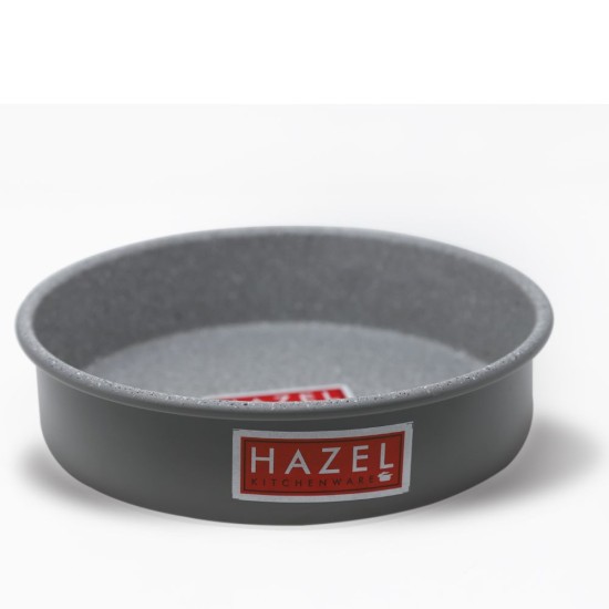 HAZEL Alfa Heavy Gauge Preimium Aluminium Granite Finish Non Stick Microwave Safe Large Round Cake Mould, Grey